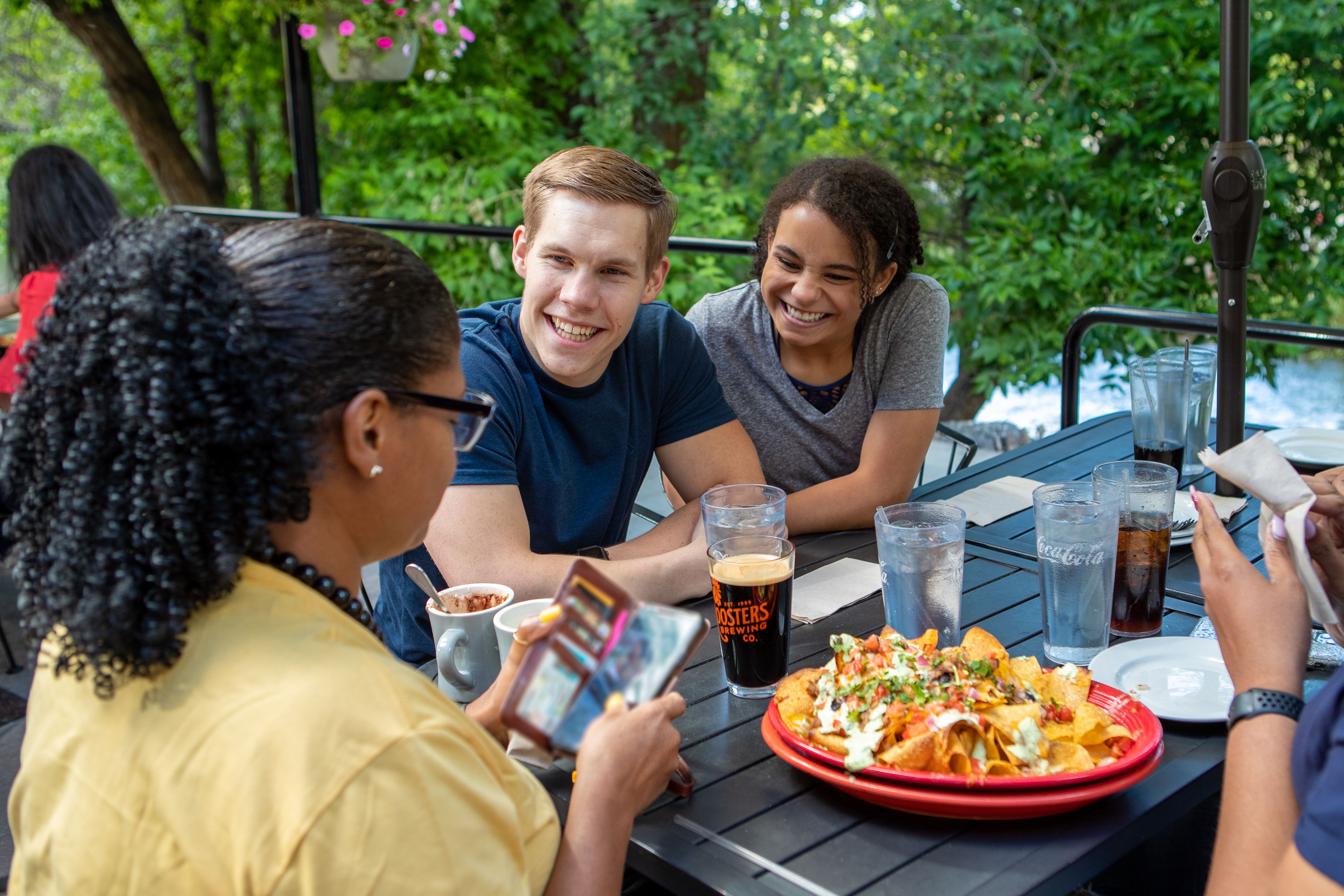 People eating at restaurant